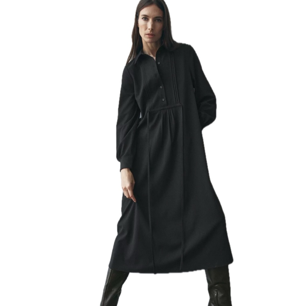 Zara Button Up Shirt Dress Black Size Small